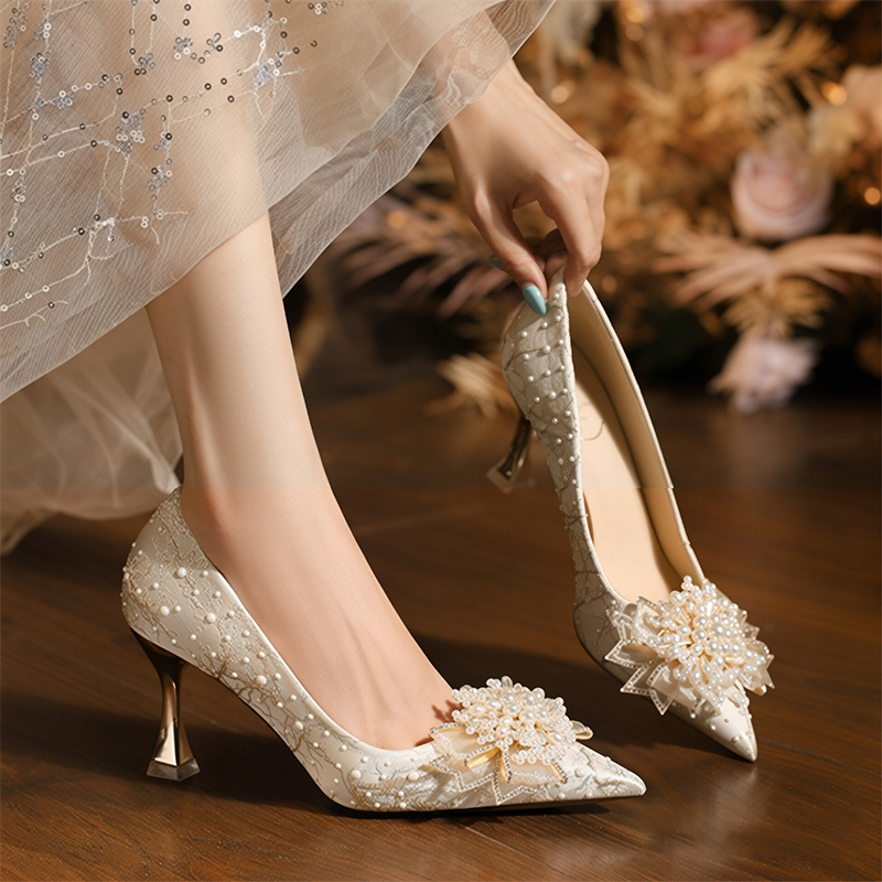 Crystal Wine Glass - Scarpe da Sposa con Perle e