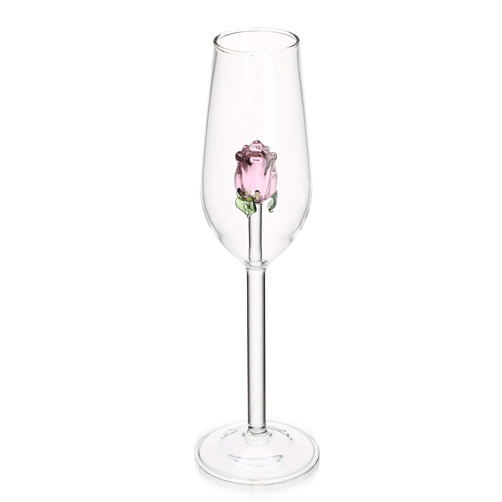 Crystal Wine Glass - Calice in Vetro Cristallo Rosa, Elegante